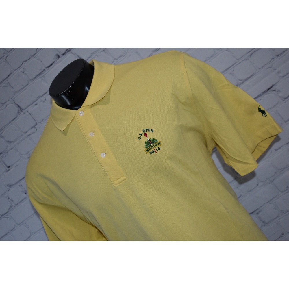 Polo Golf Ralph Lauren Mens XL Yellow US Open Merion Pima Cotton Polo Shirt